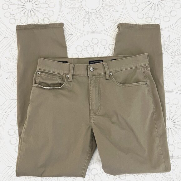 LUCKY BRAND Khaki 121 Slim Straight Jeans 32x30 Stretch Twill 5-Pocket Nordstrom - Picture 1 of 9